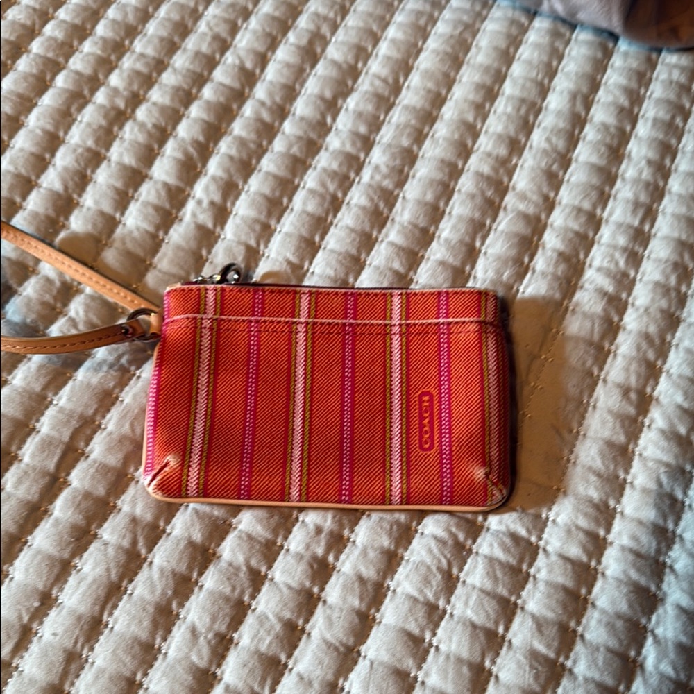 Coach Red Leather Clutch with Metallic Accents